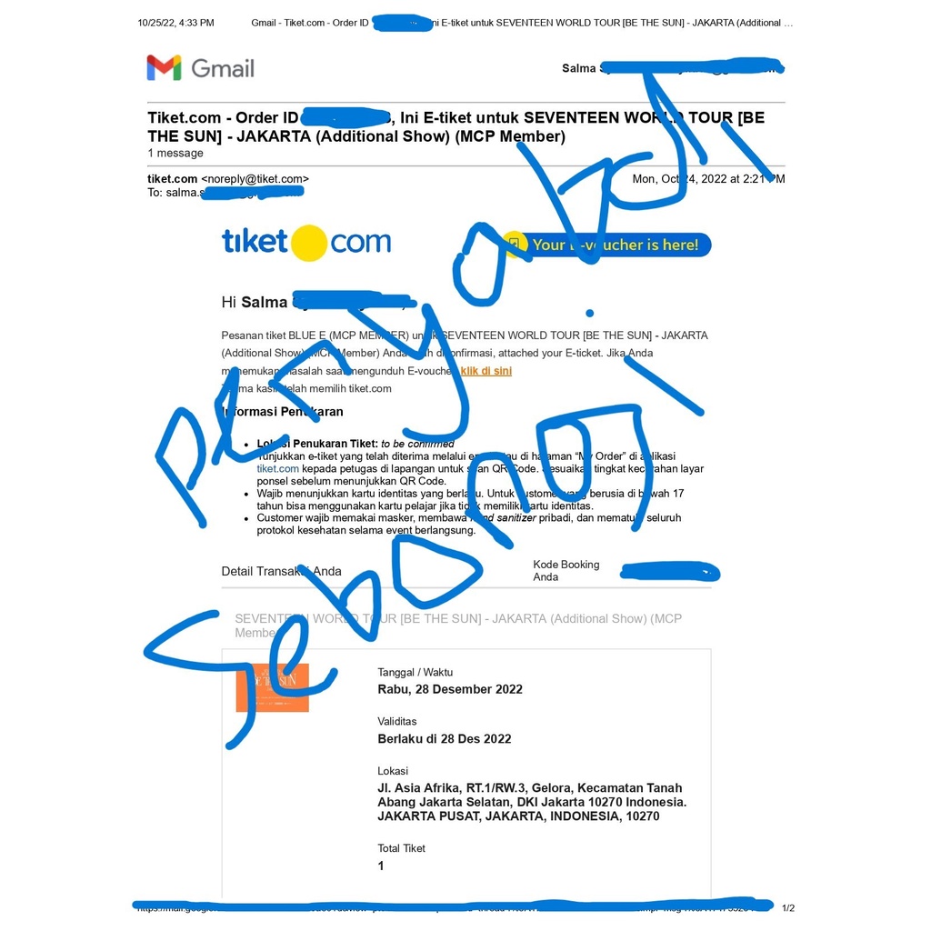 Tiket Blue E Non Sound Check MCP Member SEVENTEEN Be the Sun Additional Show in Jakarta