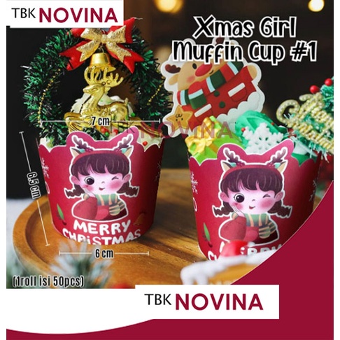 [10pcs] KERTAS CUPCAKE CUPCASE MUFIN TEMA IMLEK / NATAL SIZE M