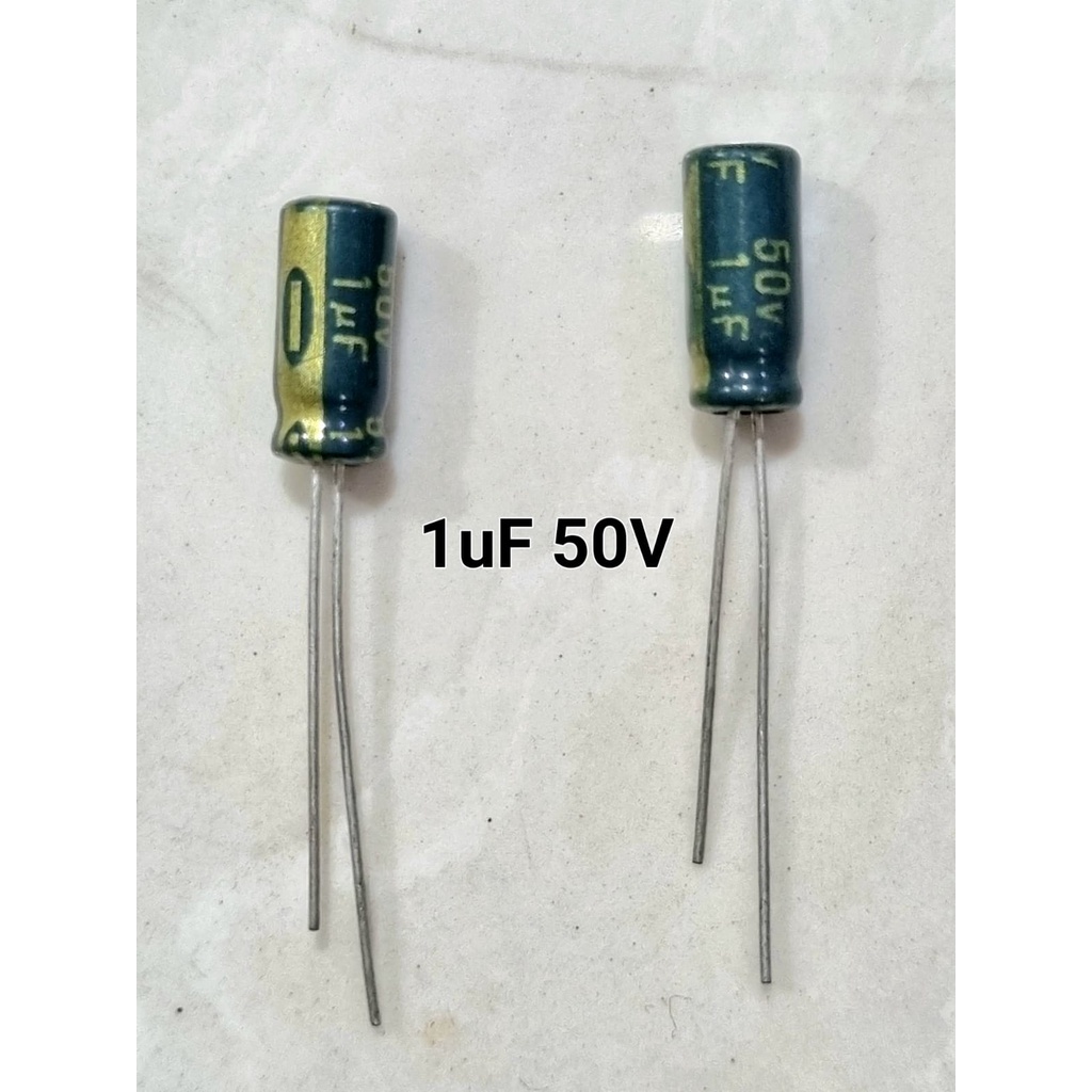 Kapasitor Capacitor ELCO 1uf 50v / 1 uf 50 v / 1uf/50v