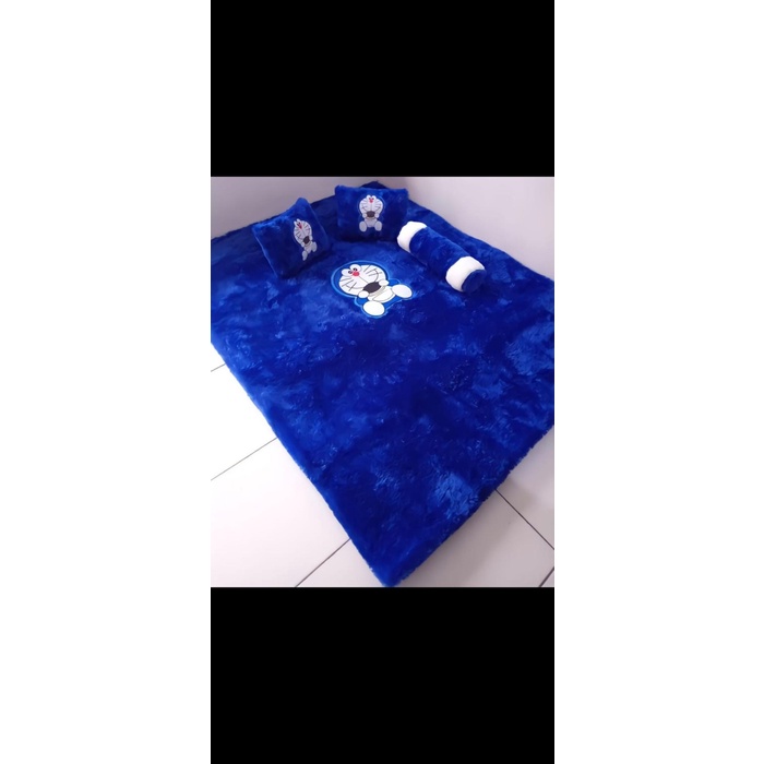 KARPET BULU Kasur Lantai Karpet Bulu Karakter LED empuk dan nyaman - Biru jumbo karakter berkualitas