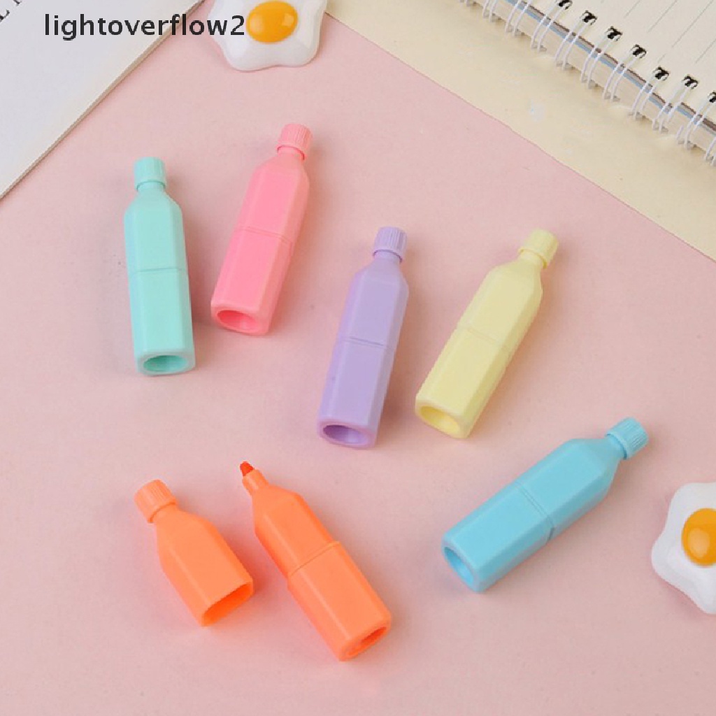 (lightoverflow2) 6pcs / Lot Spidol Mini Desain Kartun Kucing Es Krim Untuk Sekolah / Kantor