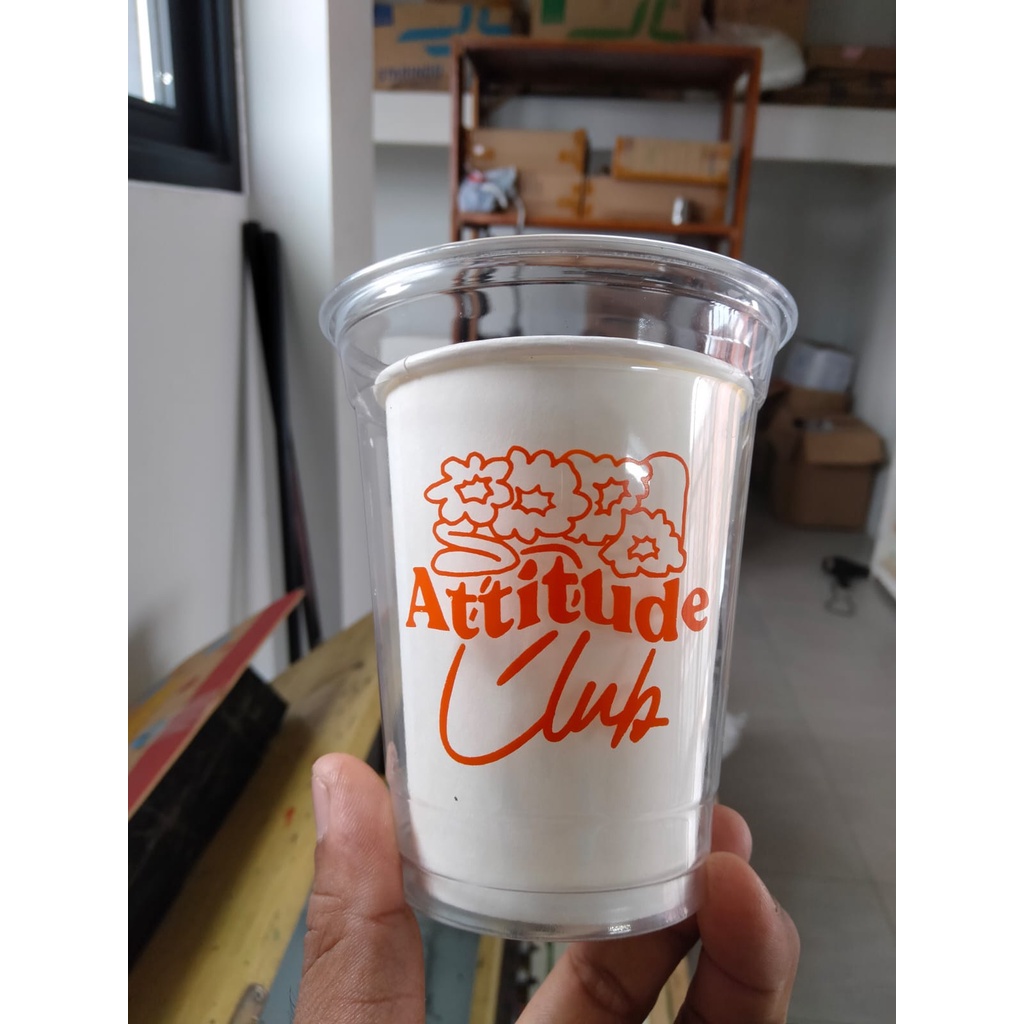 CUP PET SABLON KOPI AESHTETIC MINUMAN TUTUP PET STRAWLESS MURAH 14 OZ 12 OZ