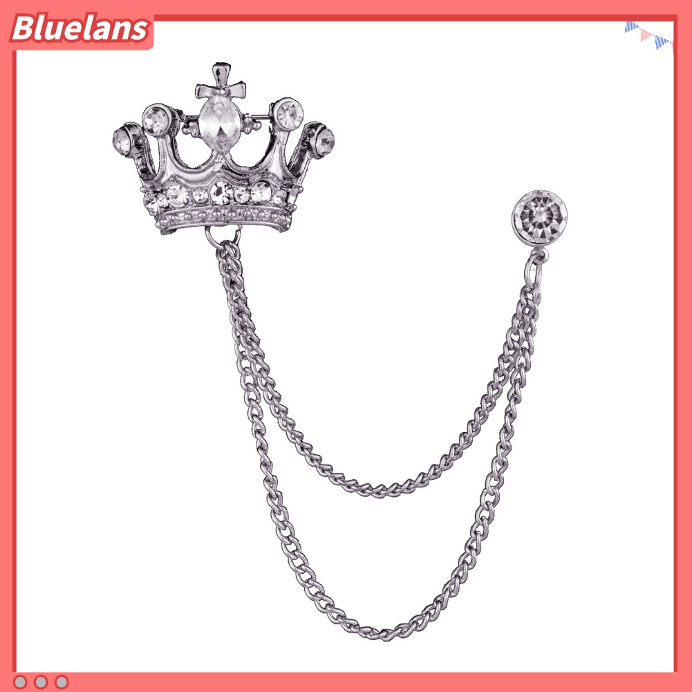 Bluelans Unisex Crown Shape Brooch Tassel Chain Lapel Pin Retro Corsage Suit Accessory