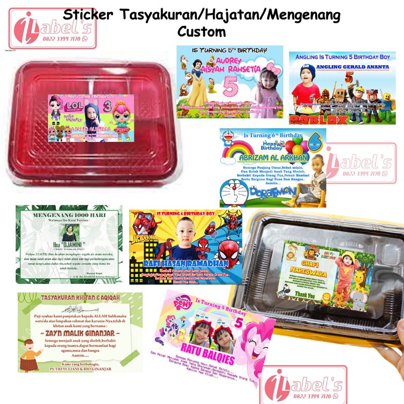 

Sticker Nasi Hajatan isi 30/Ulang tahun/Mengenang/Aqiqah dll