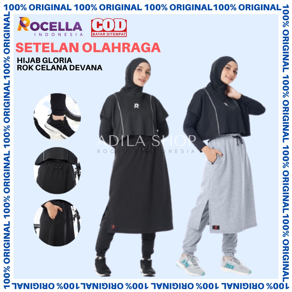 Hijab Gloria dan Rok Celana Devana Outfit Olahraga Jogging Setelan Olahraga Rocella Rok Celana   Run