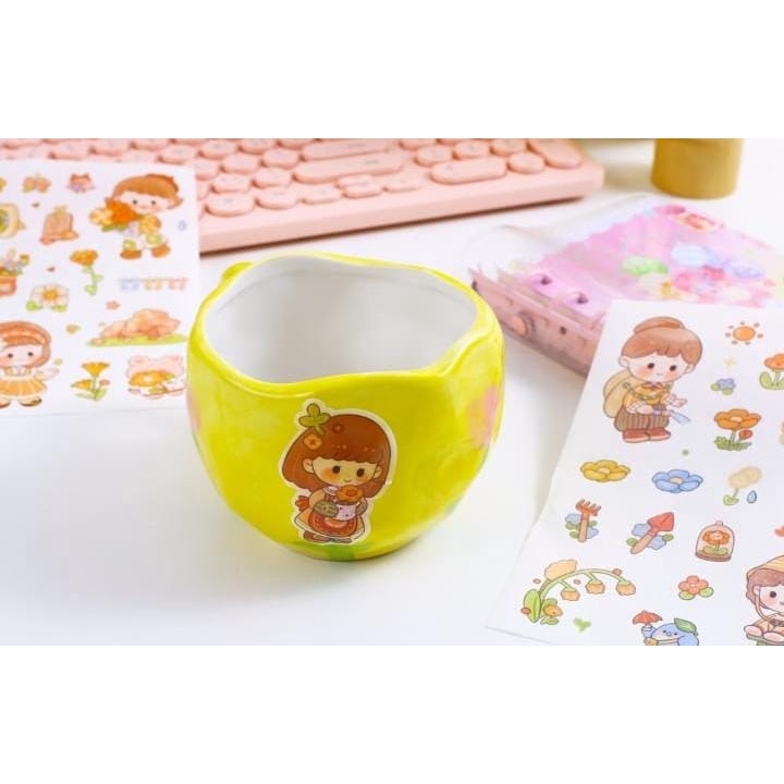 PAOPAO Stiker Import isi 4 Lembar Happy Fun People Orang Kartun Cute Scrapbook