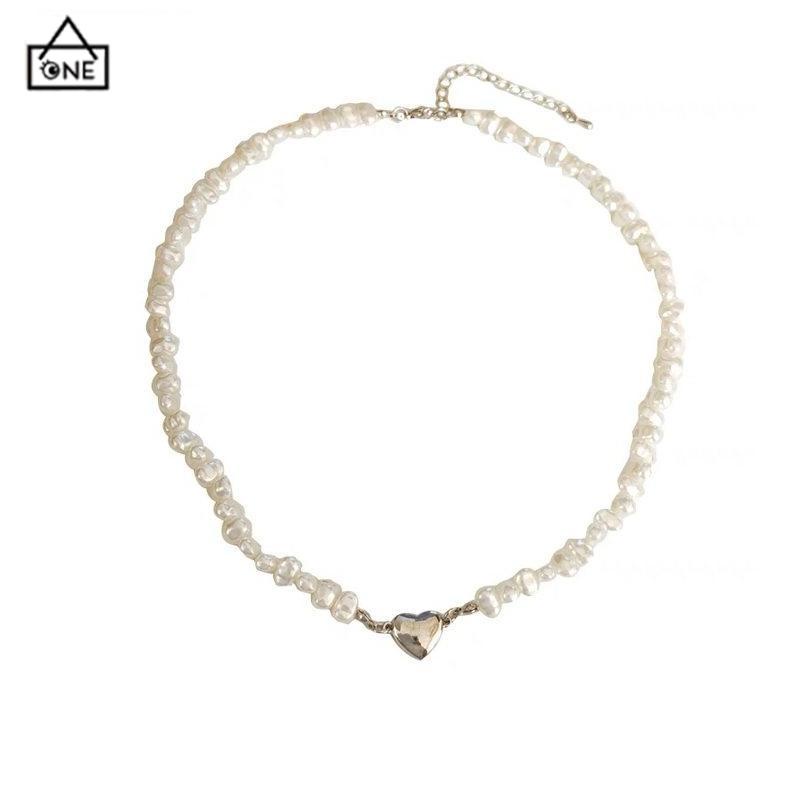 COD❤️Kalung Wanita Mutiara Cinta Serba Gesper Magnet Fashion Korea Desain Sense Aksesori Rantai Tulang Selangka-A.one