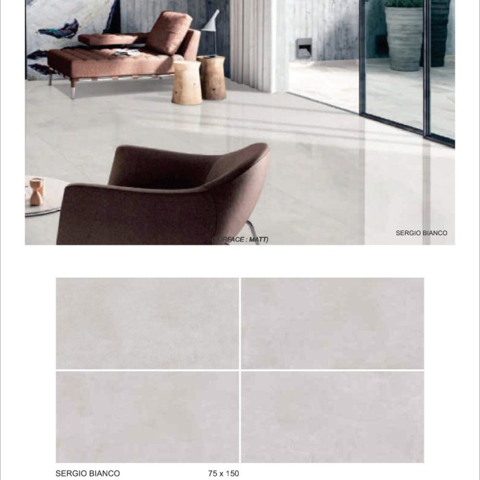 GRANIT BIG SLAB 75X150 SERGIO BIANCO GLAZED POLISH - VALENTINO GRESS