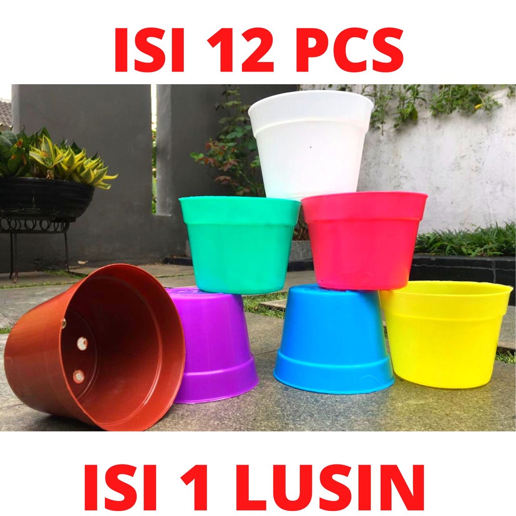 LUSINAN Pot Bunga / Pot tanaman / Pot plastik warna warni uk 10