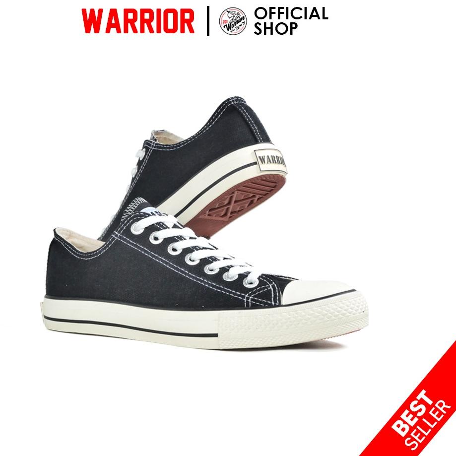 Menarik Warrior Sparta Hitam Putih LC - Sepatu Sekolah Warrior Pendek