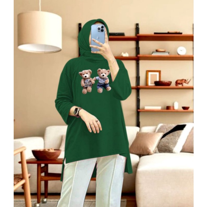 TUNIK HIJAB KARAKTER TEDDY BEAR SIZE L XL XXL