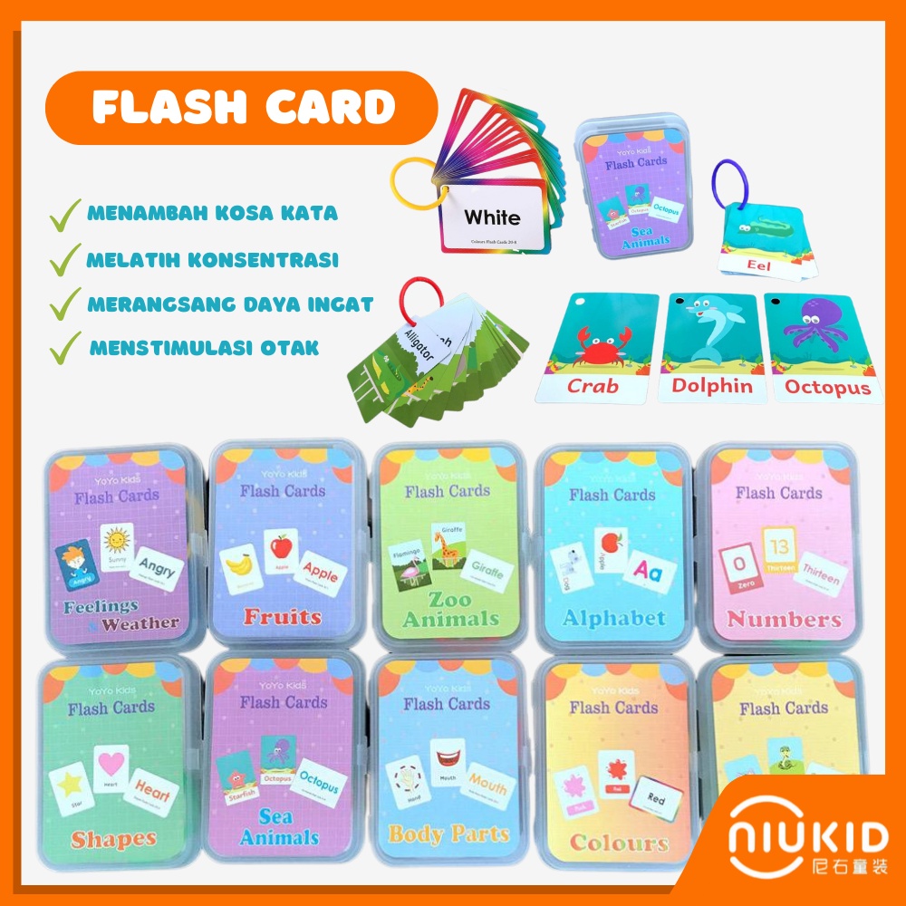 NIUKID KARTU PINTAR BALITA FLASH CARD BALITA MURAH EDUKASI KARTU PINTAR ABJAD HEWAN BUAH ALFABET HIJAIYAH BELAJAR MEMBACA