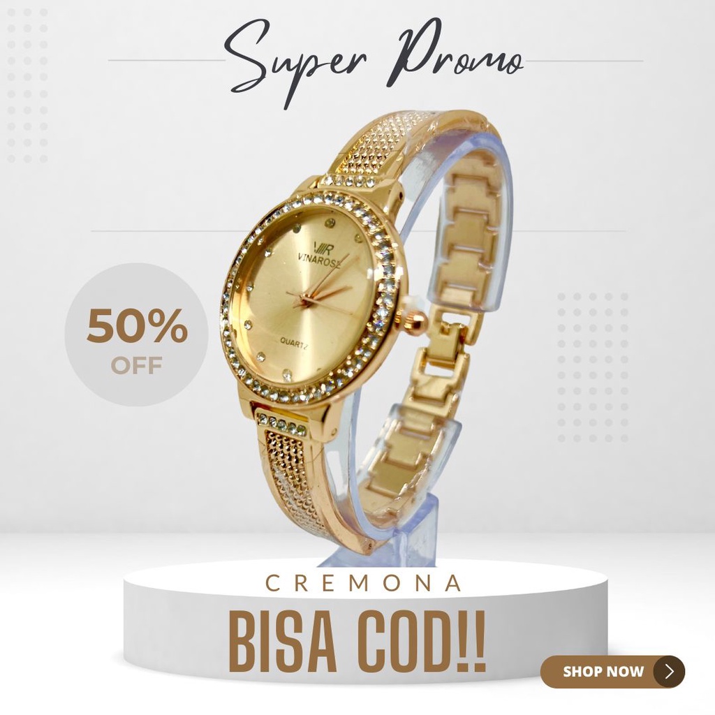 BISA COD! Jam Tangan Cewek Wanita Dewasa Bulat Rantai Fashion Import Murah Mewah BONUS BATERAI CADANGAN!