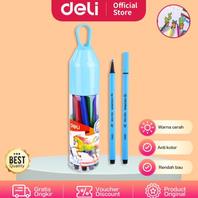 

(COD) Deli Felt Pen Washable / Spidol Mudah di Hapus 1.0mm 18Colors EC10516