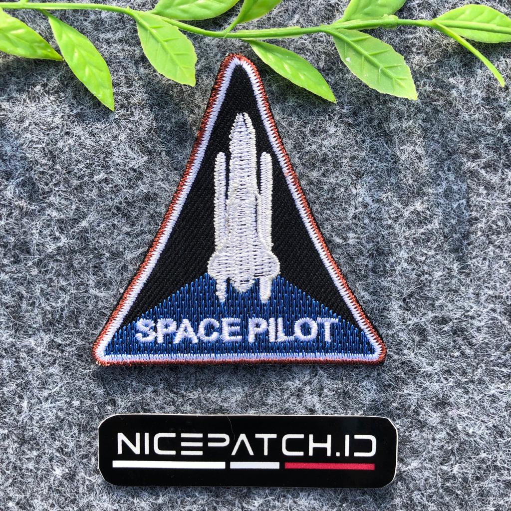 Patch Space Pilot V2 Emblem Bordir Jahit Murah keren bagus Nasa untuk ditempel di jaket Jeans Denim 