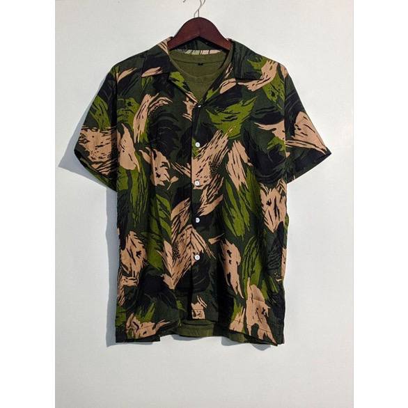 Kemeja Pria Abstrak Vintage Casual Lengan Pendek Retro Bahan Rayon Viscose Import Adem Kemeja Hawaii Murah Berkualitas