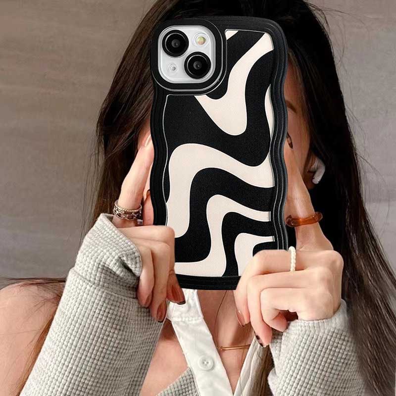 Casing TPU Realme C30 C31 C35 C21Y C25Y C21 RealmeC11 C25 C17 C15 C12 C3 C2 Realme 8i 7i 5 5i 6i 7 Pro Motif Gelombang Hitam Putih