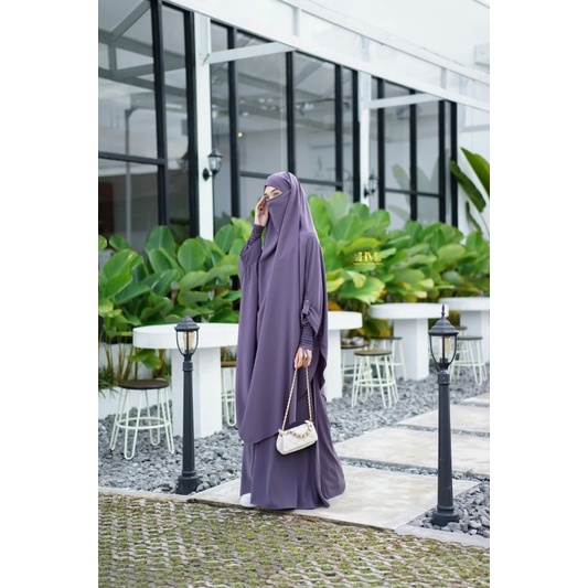 [READY] BANAFSA GAMIS SET BY HANIFAH MUSLIMAH | ABAYA FRENCH KHIMAR Free CADAR PONI | CALAMARI SILK 