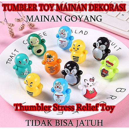 TUMBLER MAINAN MINI MIX MODEL ACTION FIGURE SUPERHERO ULTRAMAN DORAEMON MINION PINGUIN ART TOPPER MA