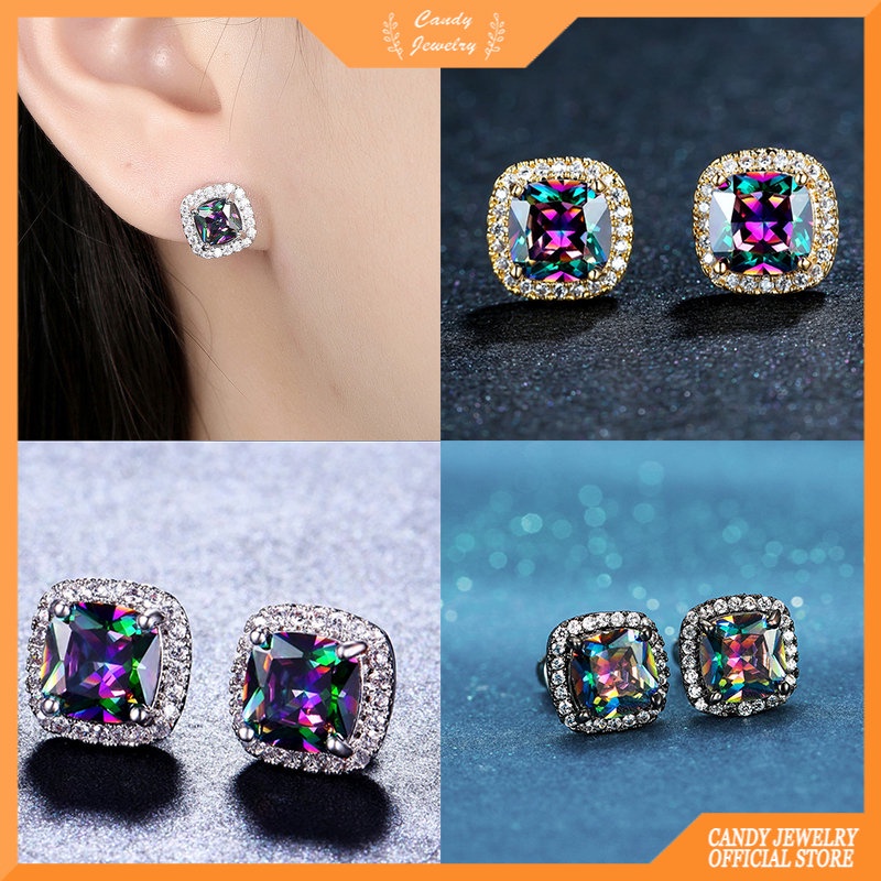 Anting Berlian Warna-Warni Permen Untuk Wanita