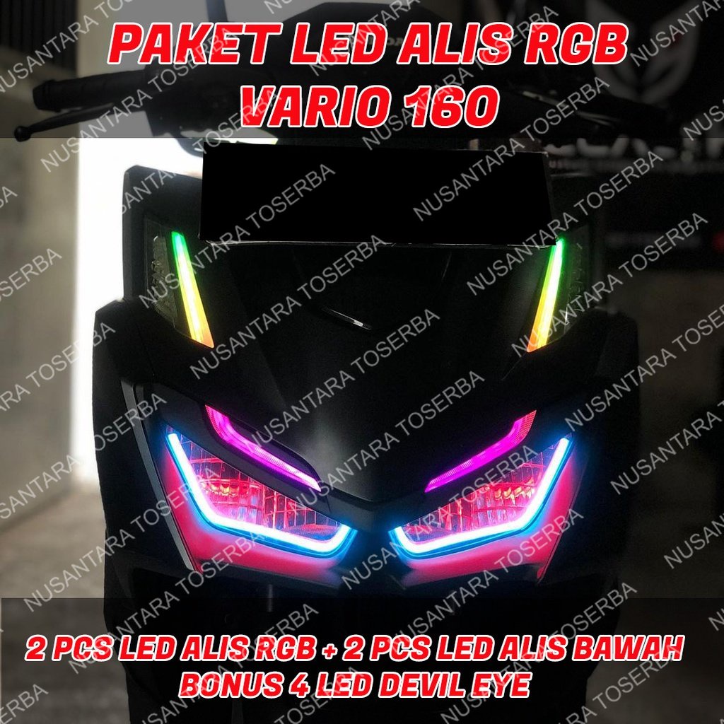LAMPU ALIS RUNNING RGB VARIO 160 BONUS DEVIL EYES LAMPU ALIS DRL RUNNING BERGARANSI