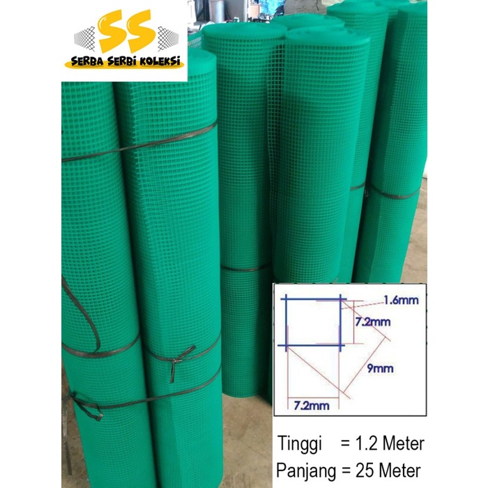 Kawat Jaring Plastik HDPE bentuk kotak per ROLL 25 meter