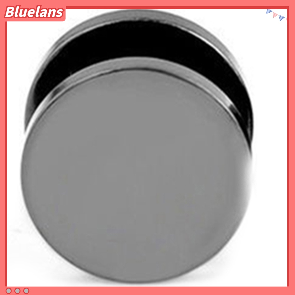 Bluelans Anting Stud Piercing Bentuk Bulat Bahan Stainless Steel Warna Hitam Ukuran 3mm - 14mm Gaya Punk Untuk Pria