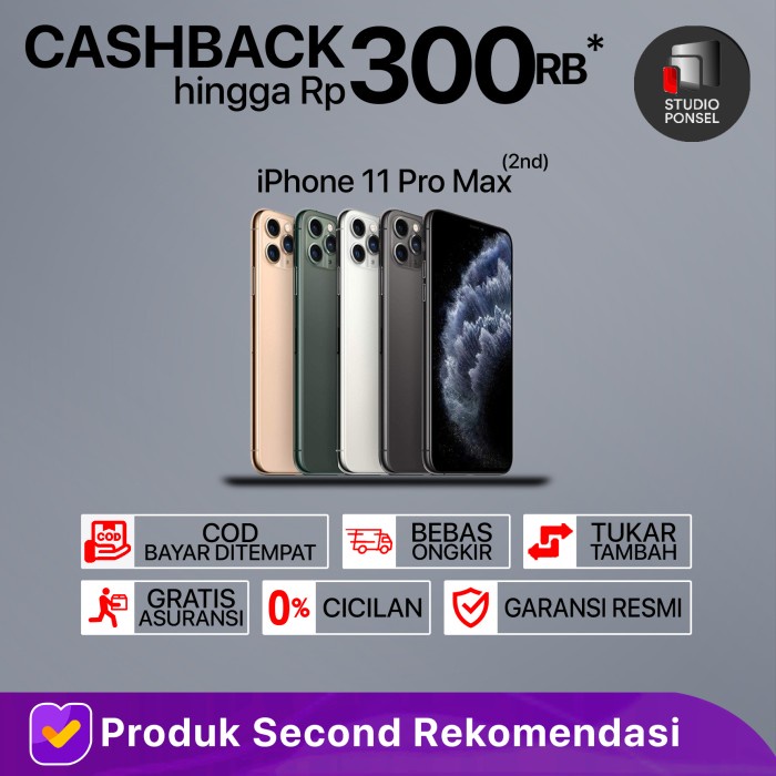 [ Second / Bekas ] Iphone 11 Pro Max 512Gb 256Gb 128Gb 64Gb Promax Second 2Nd Like New Handphone /