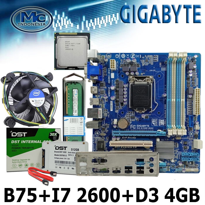 Paket Mainboard Mobo Motherboard B75 Dengan processor i7