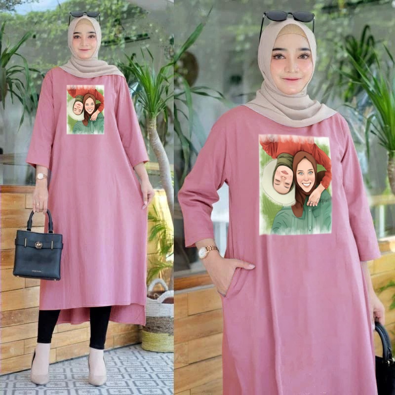 FF LONG TUNIK HIJAB COLABORATION TUNIK WANITA TERBARU LT 5