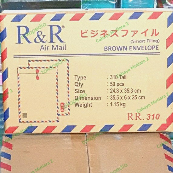 

Produk Unggulan Map Tali R&R 310/Amplop Coklat/Air Mail/ 1 Pack Isi 50 Pcs Bagus