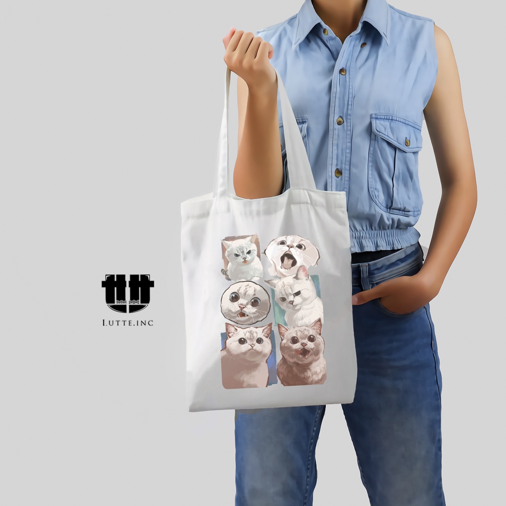 TERBARU Totebag Kanvas Premium Lutte.Inc Tote bag High Quality Series Cat Lovers