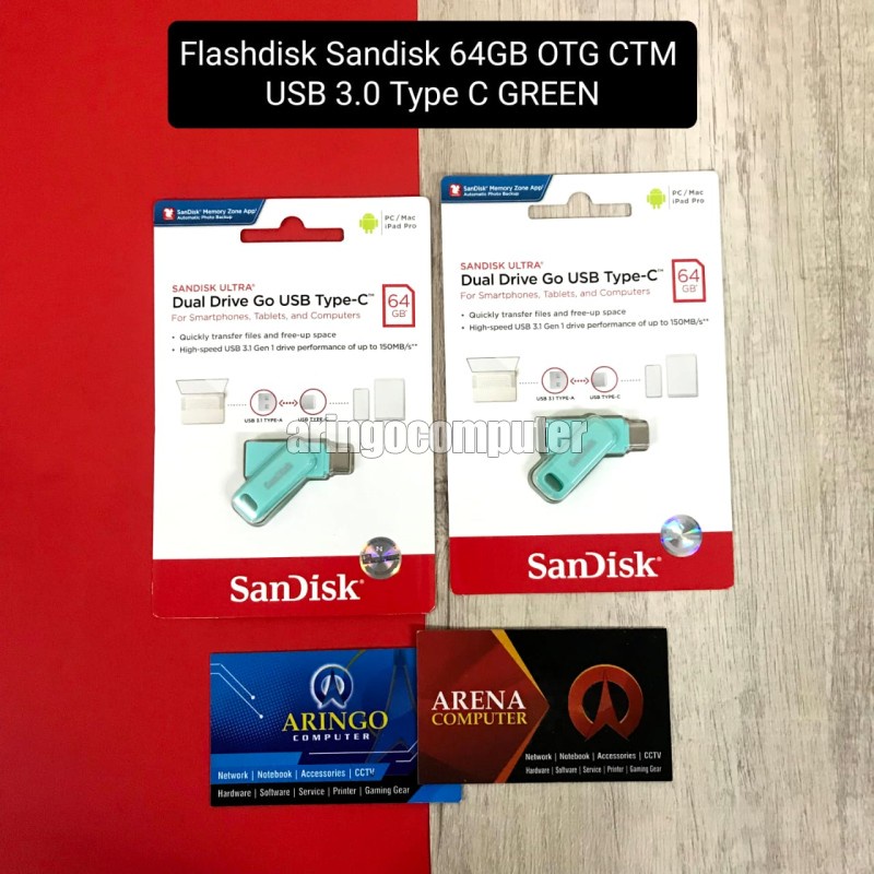 Flashdisk Sandisk 64GB OTG CTM USB 3.0 Type C GREEN