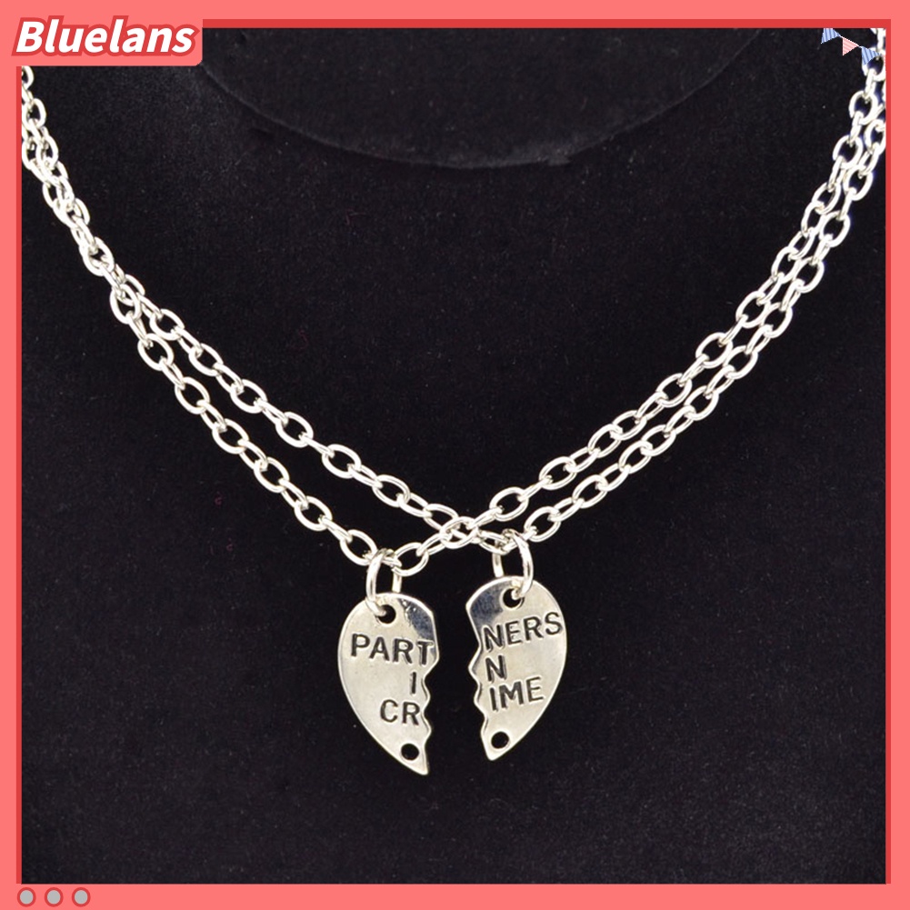 Bluelans 2 Pcs Fashion Best Friends Love Heart Pendant Couple Chain Necklace Jewelry Gift