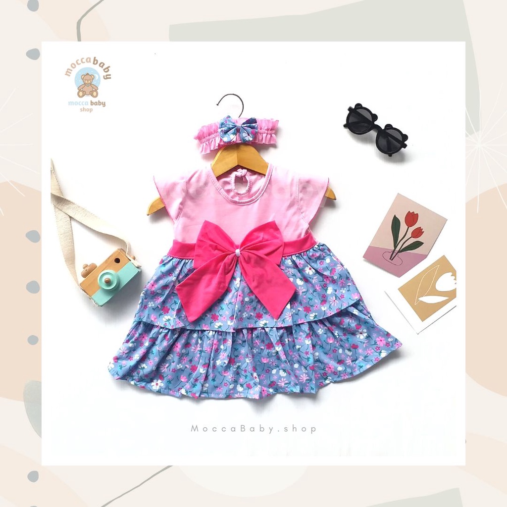 MBSS - (EXCLUSIVE ON MOCCABABY ) Dress Bayi Motif Animal Lucu Baju Bayi Perempuan / QIU2 RIBBON FLOWER