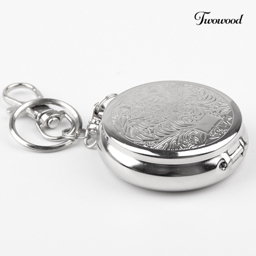 Gantungan Kunci Bentuk Bulat Mini Portable Bahan Stainless Steel