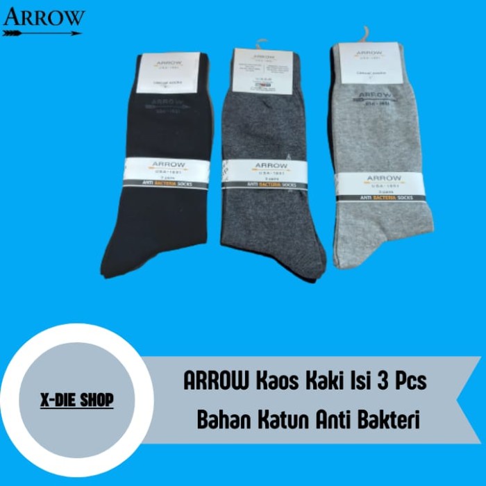 Kaos Kaki Arrow isi 3 Pcs Anti Bakteri Bahan Katun Kaos kaki Panjang