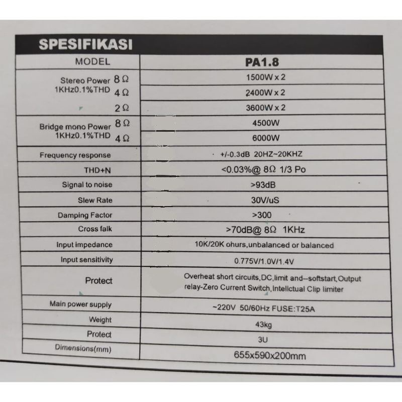 POWER AMPLIFIER PHASE LAB PA1.8 PRO CLASS GB