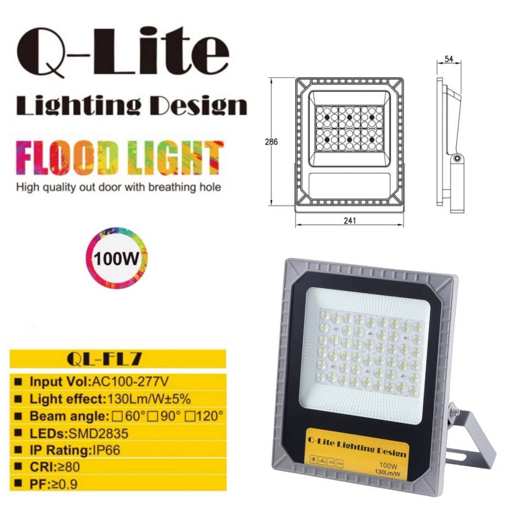 Lampu Sorot led 100watt IP66 Qlite / lampu led jalan / lampu pju led / lampu sorot pju / lampu led s