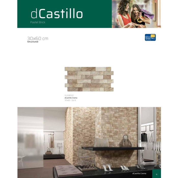 KERAMIK DINDING 30X60 CM ROMAN INTERLOCK DCASTILLO CREMA GRADE A