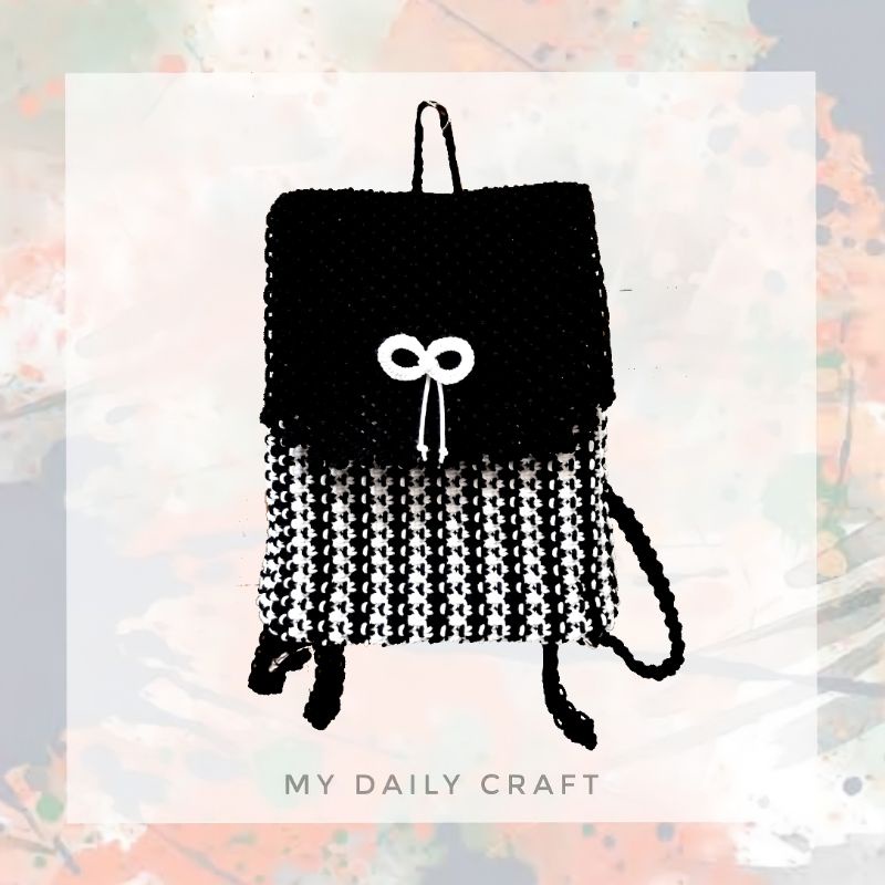 tas ransel rajut / tas punggung / backpack / tas anyaman / tas makrame / tas tali kur