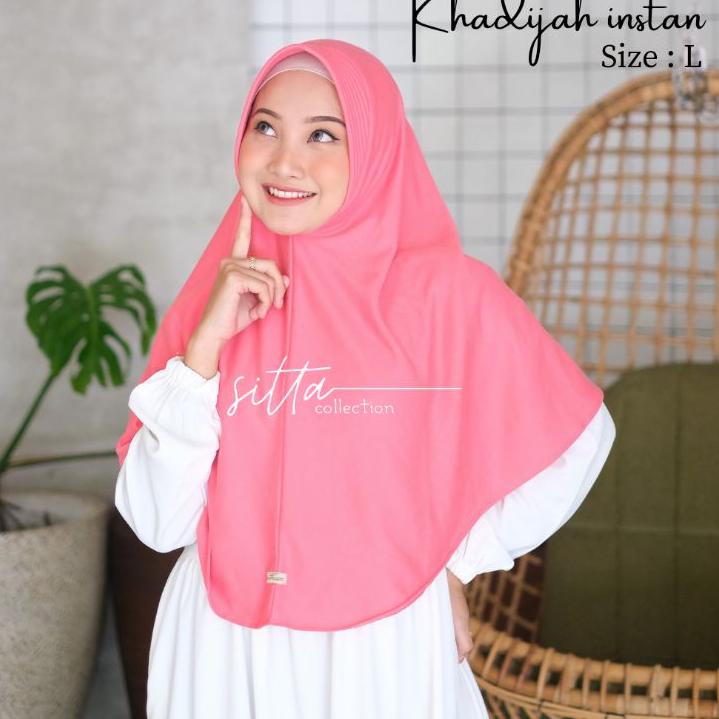 Stok Terbatas (PART.2) Hijab Jilbab Instan Pet Antem Bahan Kaos Khadijah Polos Size L Ori By Sitta H