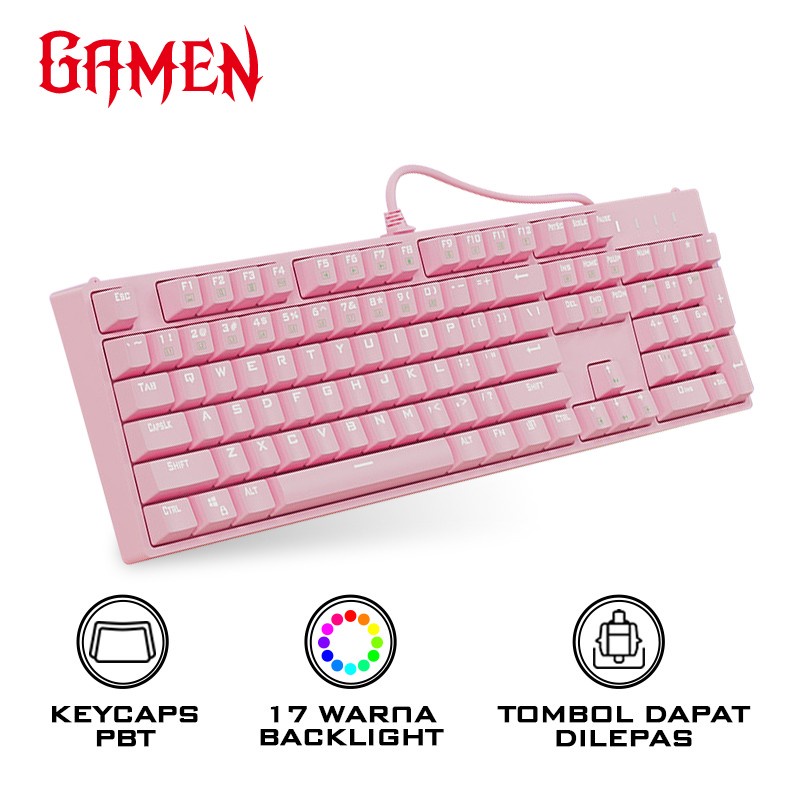 GAMEN Titan Keyboard Gaming Mekanikal Pink Edition Original