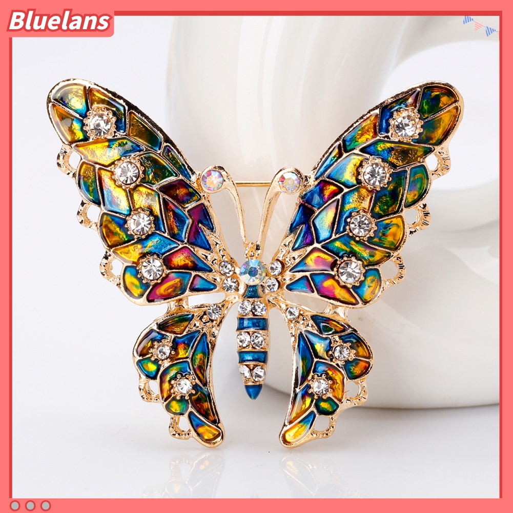 Bluelans Butterfly Rhinestone Colorful Metal Lapel Brooch Pin Fashion Jewelry Women Gift