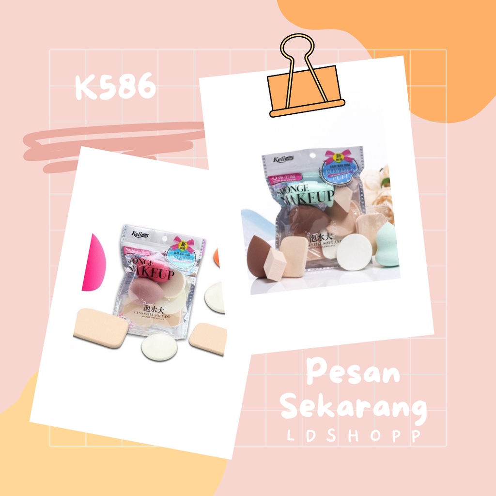 LDS sponge K586 Spons Make up 1 Set Isi 6 Pcs / Spons Foundation Pembersih / Make Up