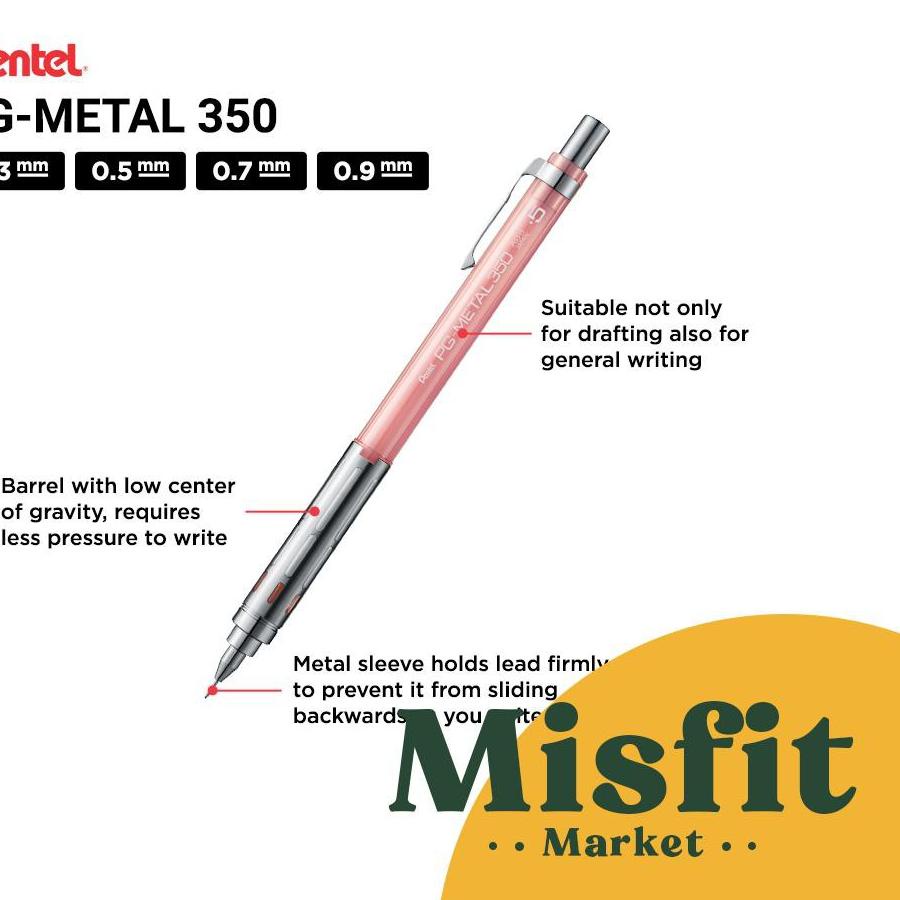 

Paling Diminati! Pentel PG Metal 350 Mechanical Pencil 0.3 0.5 0.7 0.9 mm