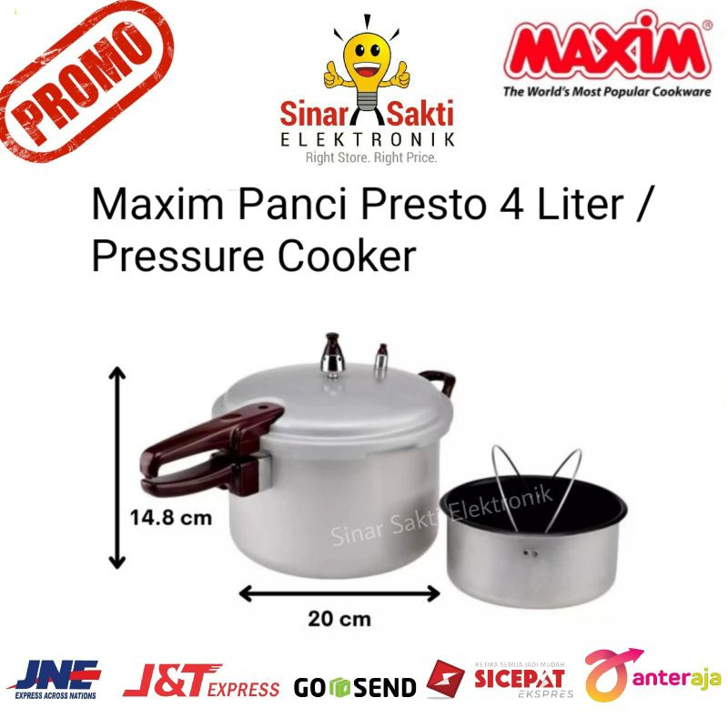 Panci Presto Maxim 4L 4 Liter L lt 20cm Pressure Cooker Pelunak Daging Ikan Ayam Sapi