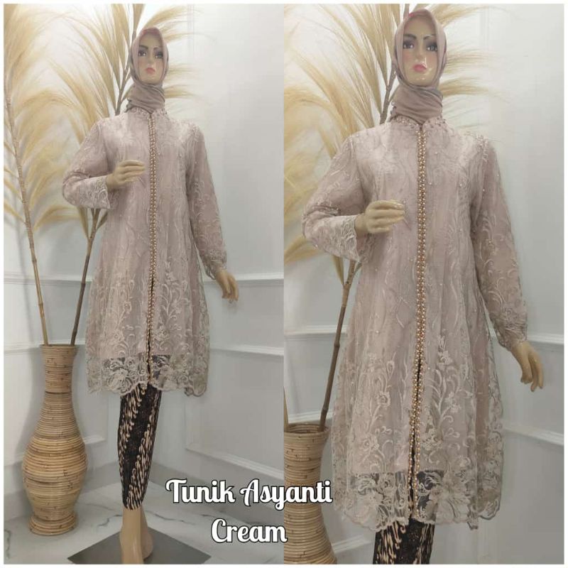 Setelan Kebaya Tunik Asyanti DJ / Kebaya Tunik Payet Modern / Kebaya Brukat Pesta Kekinian / Kebaya Wisuda / Kebaya Busui