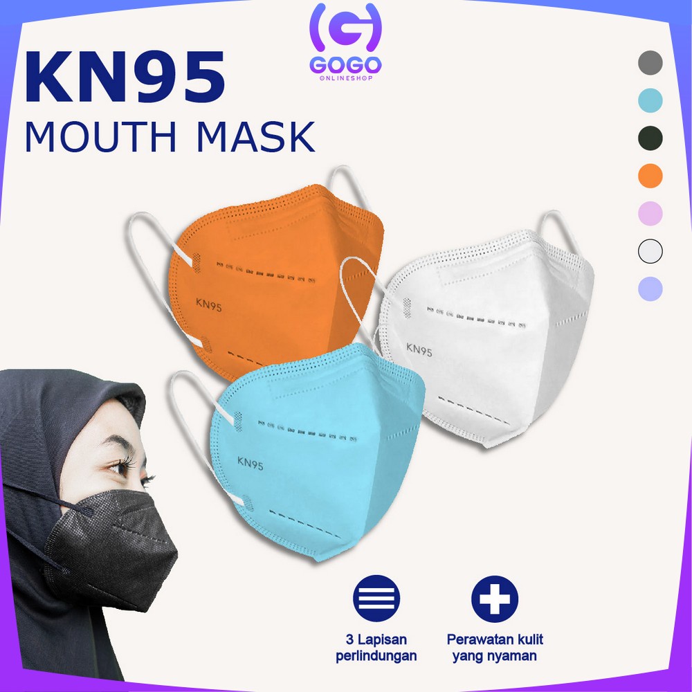 GOGO-C279 Masker KN95 5 Ply Isi 10Pcs Disposable Mask Facemask Masker Earloop Masker Kesehatan Medis