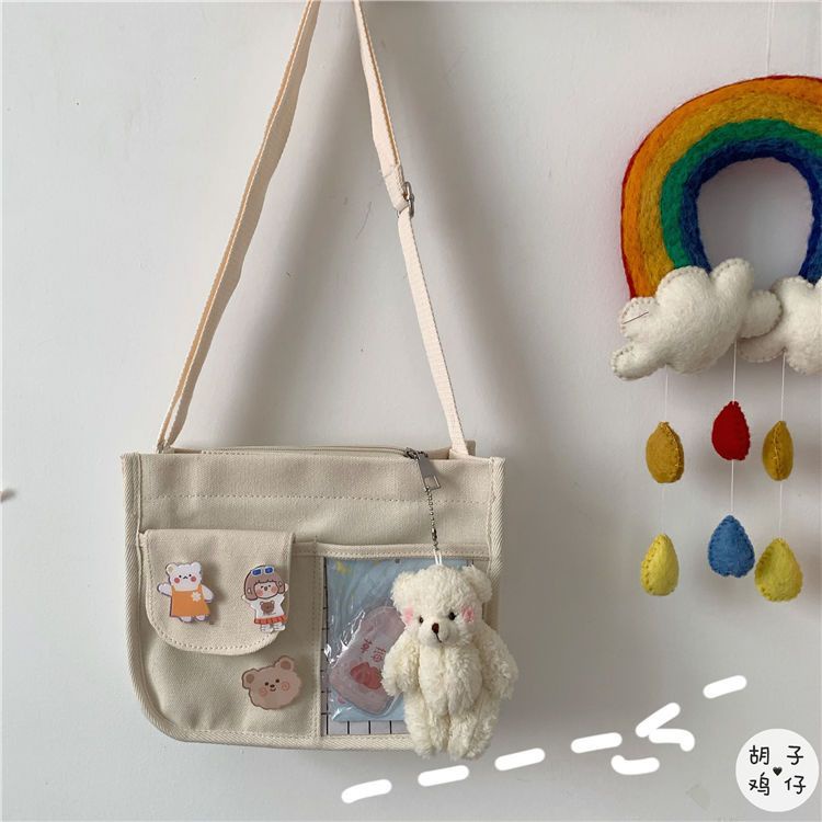 ✣✷❍Sera Versi Korea INS Vintage Cute Girl Kanvas Tas Kecil Harajuku Jepang Kartun Lembut Gadis Tas Bahu Messenger Tas